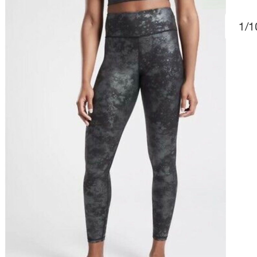 Athleta Elation Black lace tights 7/8